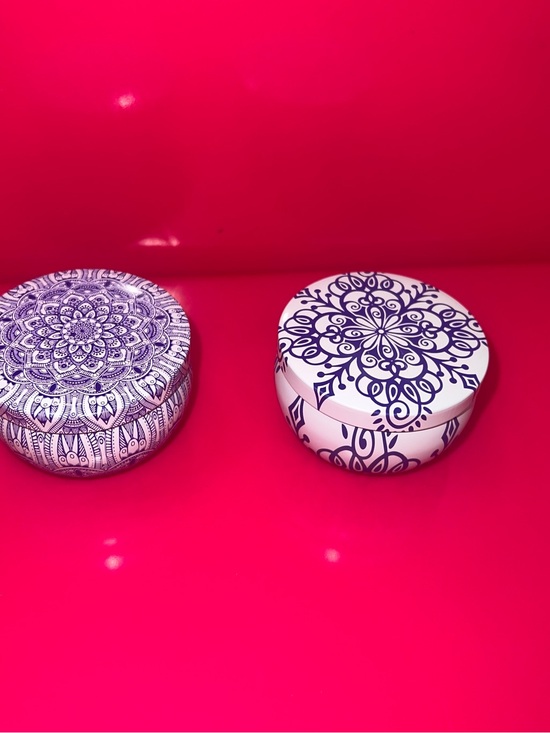 Other - Decorative White Blue Mandala Design Soy Candles 2